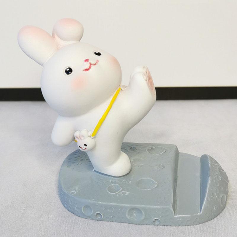 Подставка для мобильного телефона в виде милого кролика из мультфильма, настольное украшение из смолы, милый кролик, кронштейн для мобильного телефона, пасхальные статуэтки, подарок