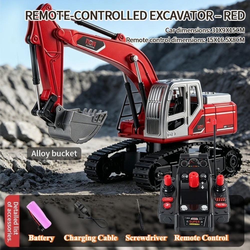 Alloy Rc Excavator Truck Toy Remote Control Engineering Trucks Bulldozer Electric Vehicle Machine Car Model Toy Christmas Gift