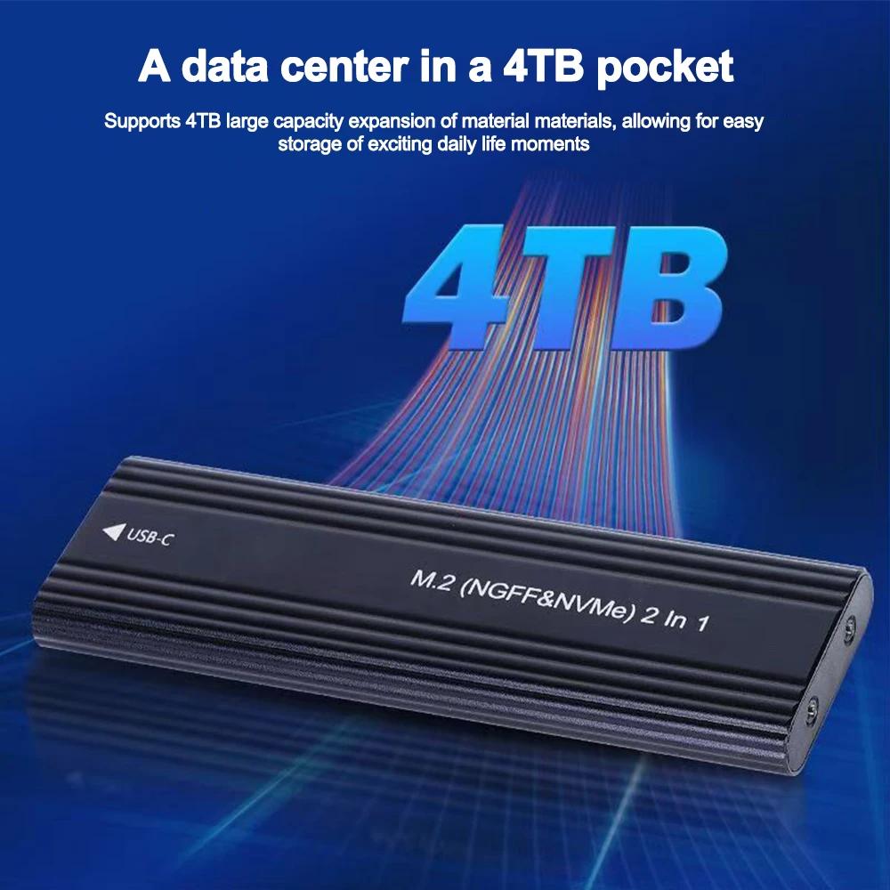 Корпус для M.2 SSD M.2 NVMe SATA SSD Корпус Адаптер M.2 на USB Type C SSD 10 Гбит/с USB 3.1 Внешний корпус Поддерживает ключи M и B и B&M