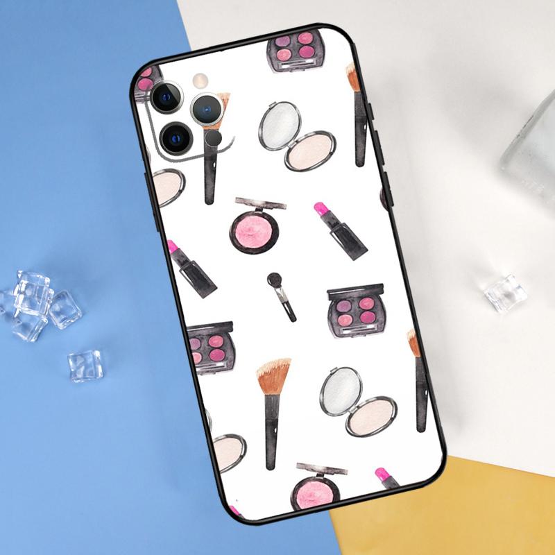 Чехол для телефона с помадой и макияжем для iPhone 16 Pro Max 12 13 Mini 11 14 15 Pro Max XR 16 15 Plus 16e Защитный корпус