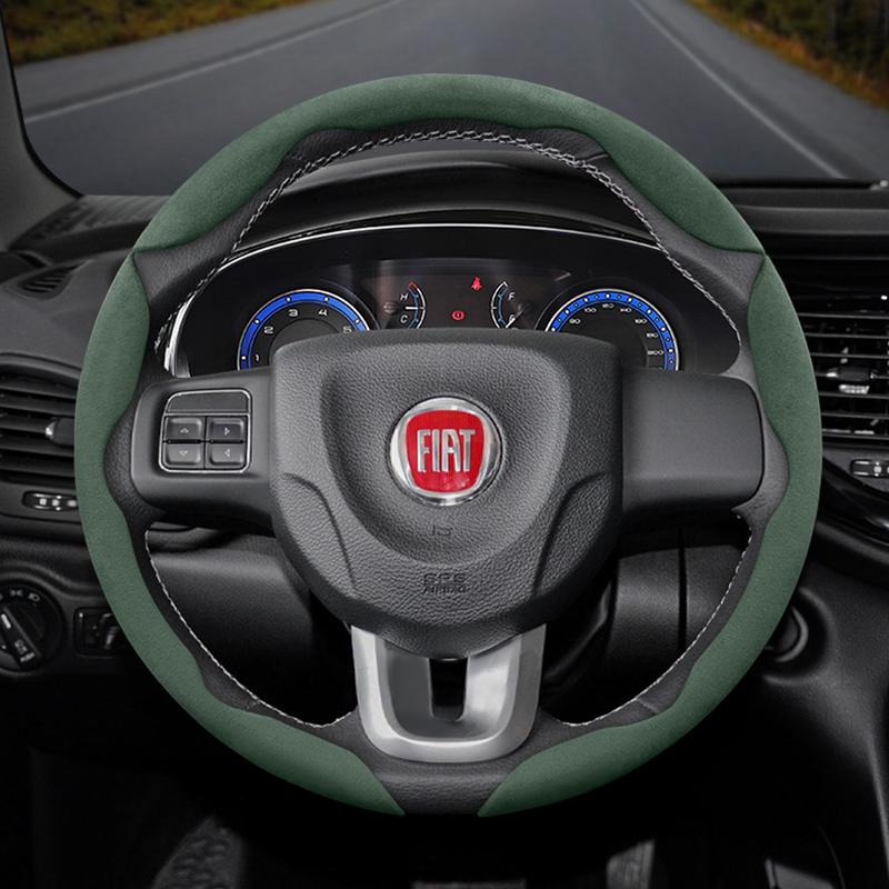 zkfan8 Suitable for Fiat Anti-Slip Buckle Segmented Suede Steering Wheel Cover Suitable for 500 Grande Punto Evo 169 Ducato Bravo Tipo Linea Albea