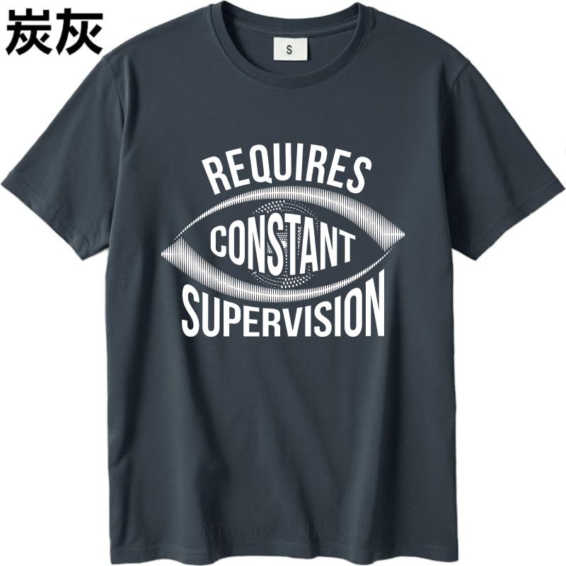 Minimalist Women Summer T Shirt Requires Constant Supervision Eye Pattern Short Sleeve Printed Crew Neck For Men Top Tees