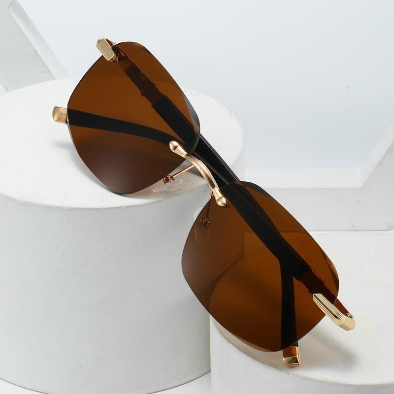 Квадратные металлические солнцезащитные очки без оправы маленькие модные очки UV400 для езды на велосипеде, вождения, путешествий