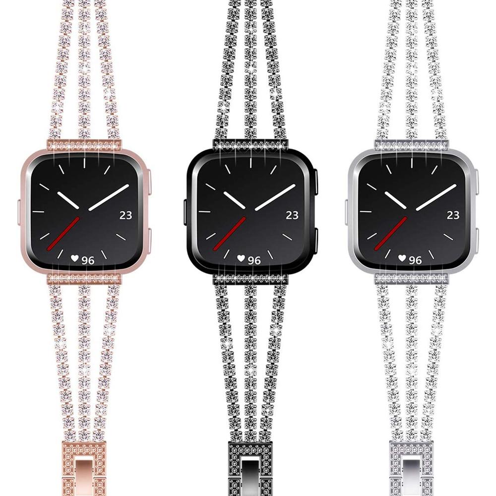 Slim Wristband for Fitbit Sense 2 Bands Dressy Metal Bracelet Bling for Fitbit Versa 2/3/4 Watchband Jewelry Women Strap Luxury