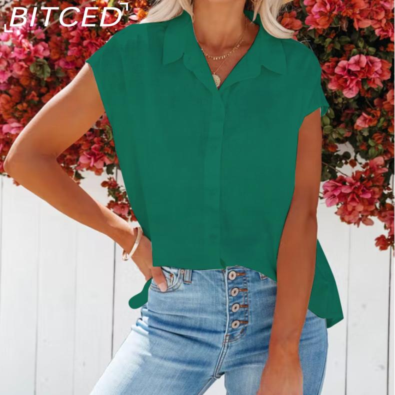 BITCED Женские рубашки Женские топы Без рукавов V-образный вырез Однотонные женские блузки