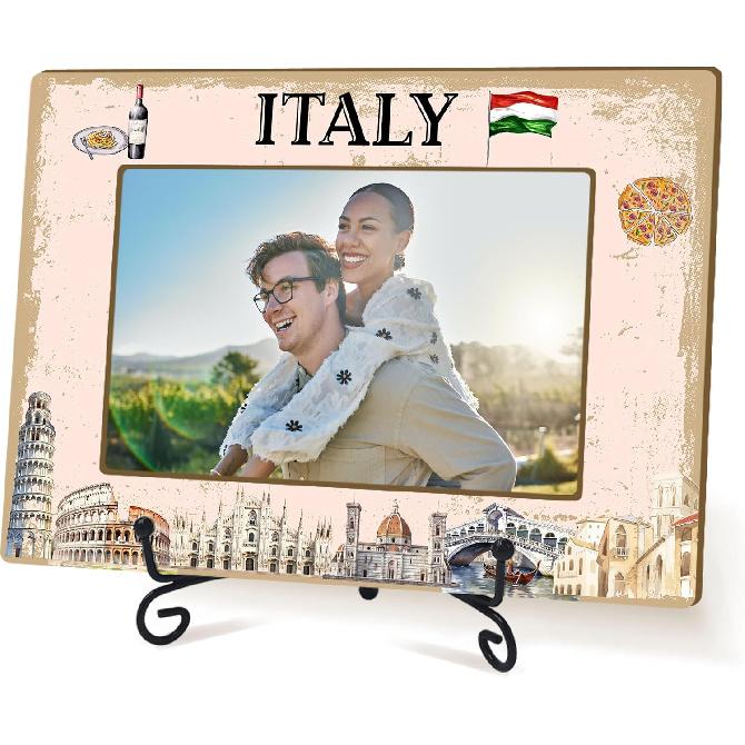 Italy Souvenirs - Couple Picture Frame, Italy Gift, Engagement Photo Frame, Travel City Frame, Gifts For Newly Engaged Couple, Honeymoon Gifts Table