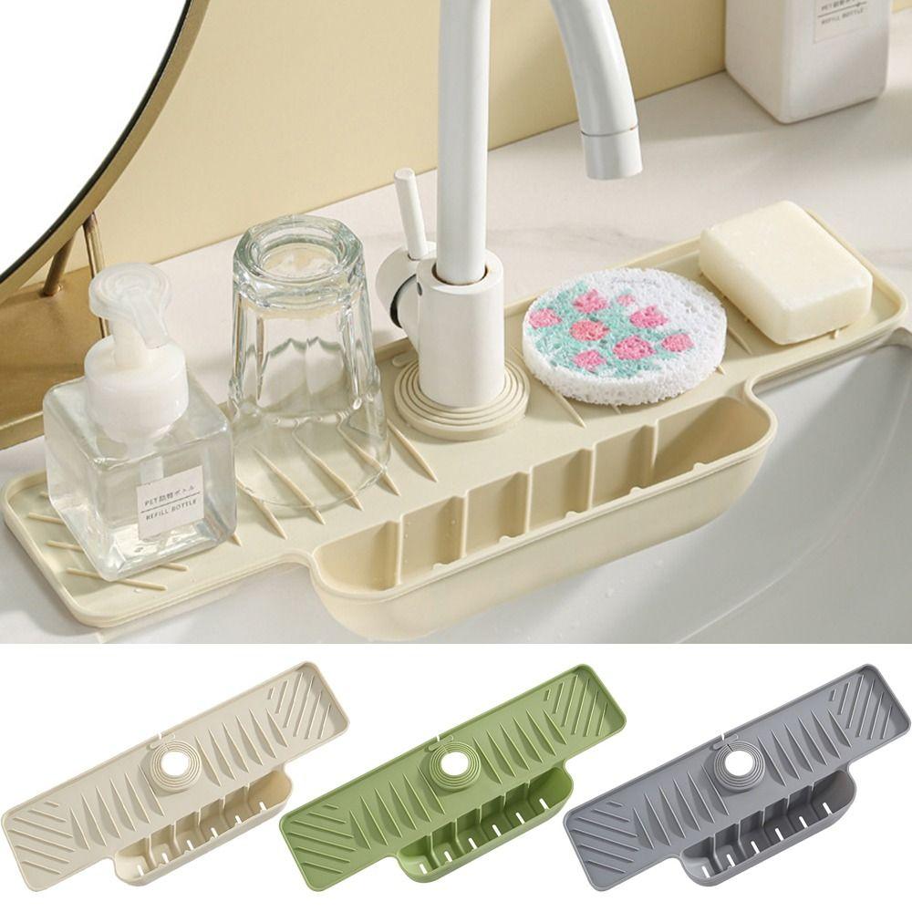 Quick Dry Faucet Splash Pad Slope Design Non Slip Sink Draining Tray Soft Surface Foldable Water Drip Catcher Restaurant Use