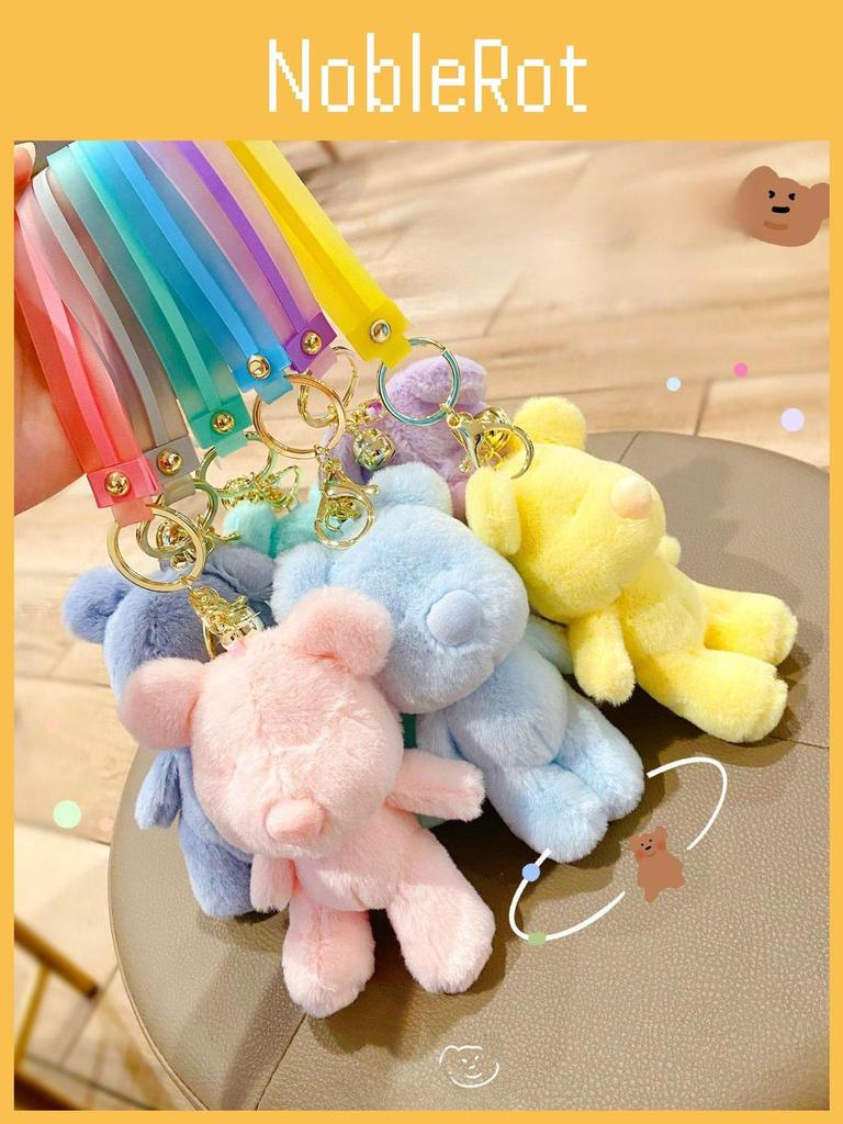 Colored Candy Delightful Plush Bear Keychain Cute Cartoon Pendant For Girls Stylish