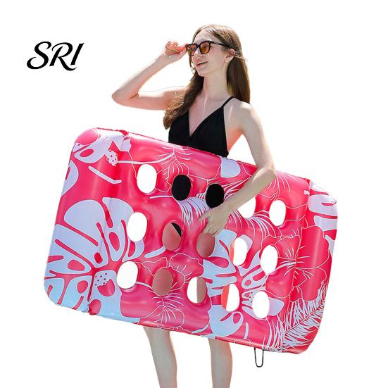 Travel-friendly Pool Float Inflatable Mat with Hole Headrest Adults Size Foldable Water Toy Floating Lounger Raft Summer Swimming Party Beach