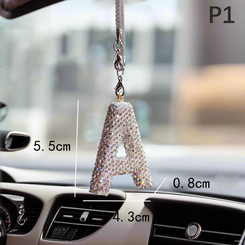 Новый 1 шт. Стразы Буквы Автомобильное Зеркало Заднего Вида Подвеска Кристалл Автомобильное Украшение Шикарный Аксессуар Подвесной Креативный Блестящий Шарм