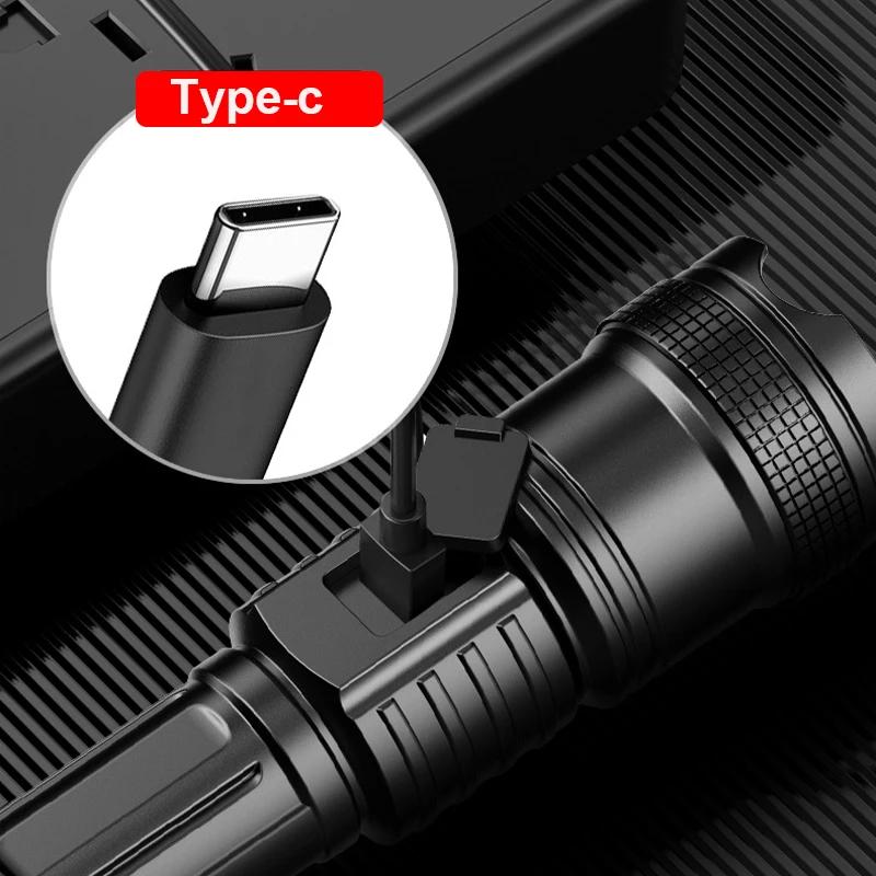 10000LM High Power Led Flashlight Rechargeable Long Range Zoom Tactical Torch Light Outdoor Emergency Camping Fishing Lantern