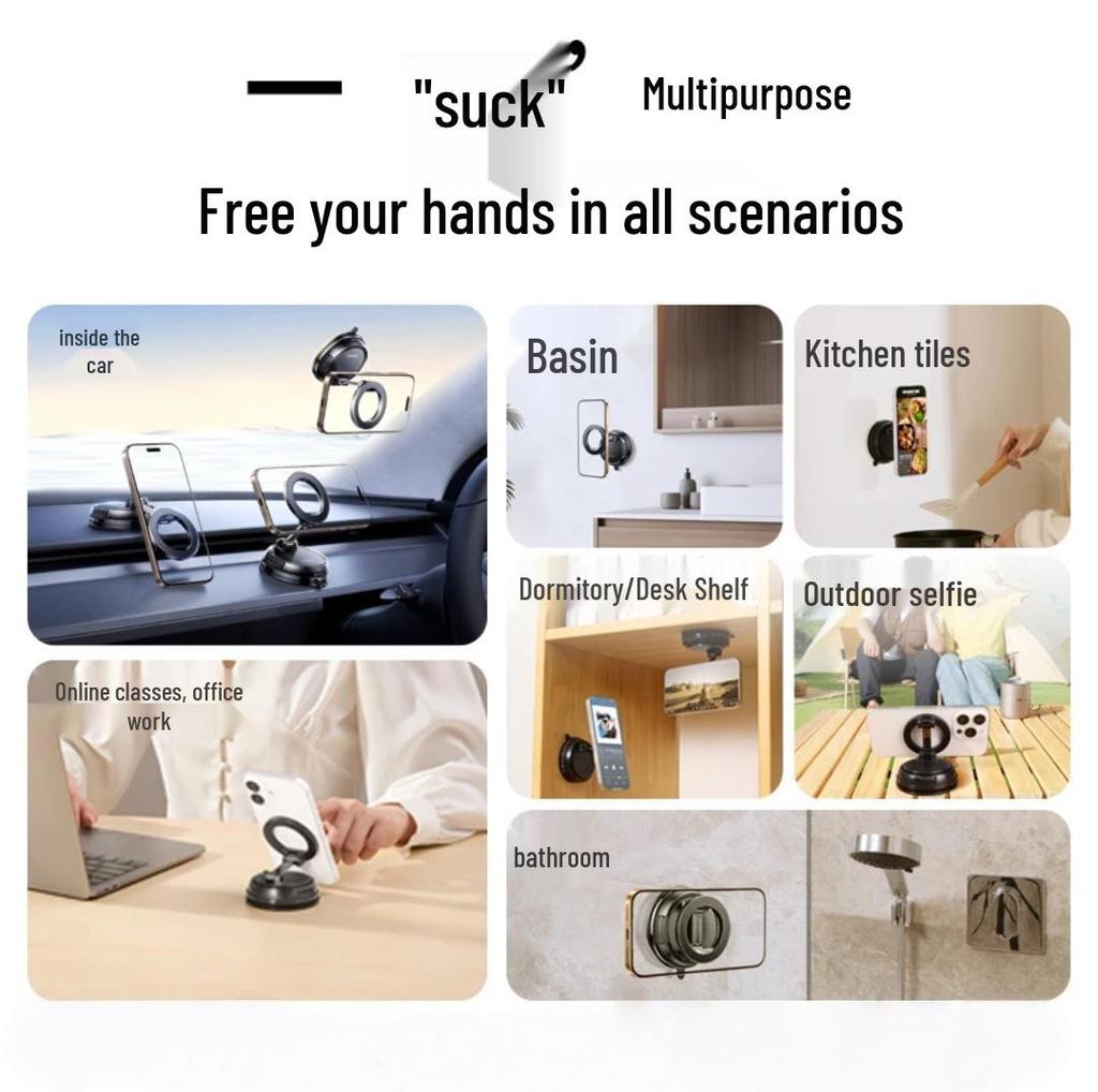 2025 MagSafe Car Mount: Super Stable Magnetic Phone Holder with Vacuum Suction, Multifunctional Design.