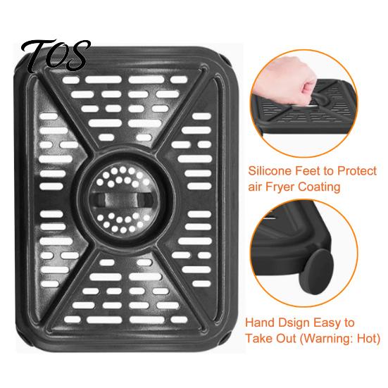 Air Fryer Cooking Rack Accessories Grill Pan, Nonstick Durable Aluminum Grease Tray, with Rubber Replacement Trap for Pad, Heat Circulation