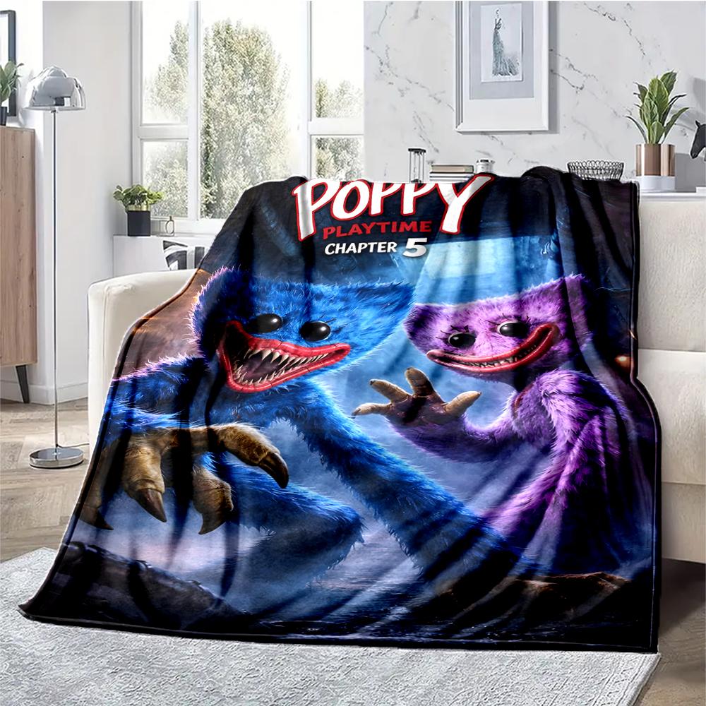 Huggy Wuggy Theme Printed Blanket - Perfect for Couch, Bed, Travel & Outdoor Use | Machine Washable, Cozy & Durable.