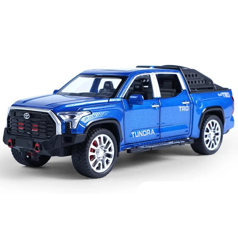 Lqbn4 1:32 Модель пикапа Toyota Tundra Литая и игрушечная Металлические Внедорожники Модель автомобиля Симуляция Звук Свет Детская игрушка Подарок