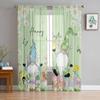 Easter Egg Window Sheer Curtains For Bedroom Living Room Easter Basket Bunny Spring Floral Chiffon Voile Sheer Drapes Curtain