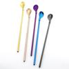 4Pcs Reusable Long Handle Straw Spoon Colorful 18/10 Stainless Steel Straw Tea Scoop Straight Bar Coffee Stirring Drinking Spoon