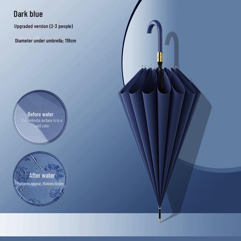 Водонепроницаемый автоматический зонт большого размера с 16 спицами и изогнутой ручкой для мужчин и женщин