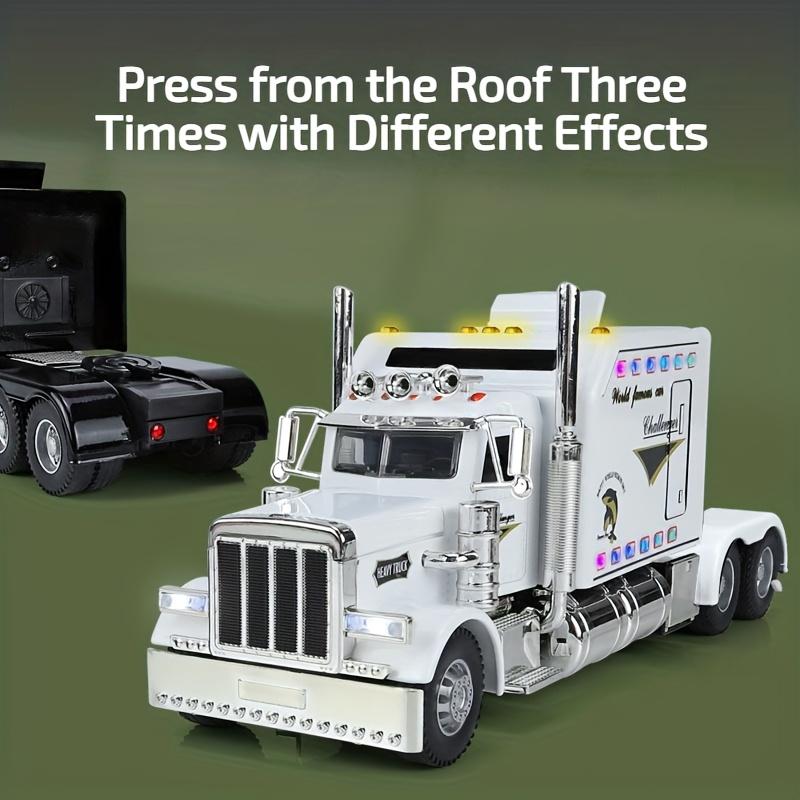1:Игрушечный грузовик-тягач Peterbilt 389 в масштабе 1:24 для детей, дизайн Lonestar с функциями, собранный полуприцеп, реалистичный