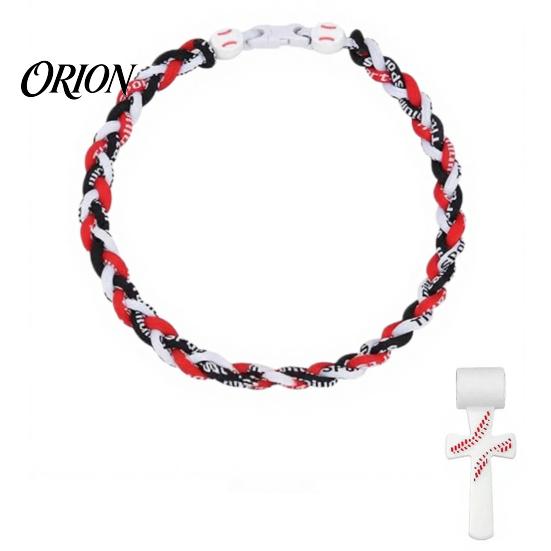 Stainless Steel Crossroads Pendant Triple-Rope Baseball Necklace, Braided Rope Design Necklace with Crossroad Pendant, Team Spirit Gift Sports