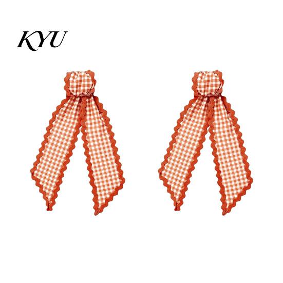 Front Door Wreath Bows Fall Scalloped Sash for Door, 55 Inch Plaid Gingham Autumn Wedding Ornament Thanksgiving Ribbon Harvest Yard Porch Doorway