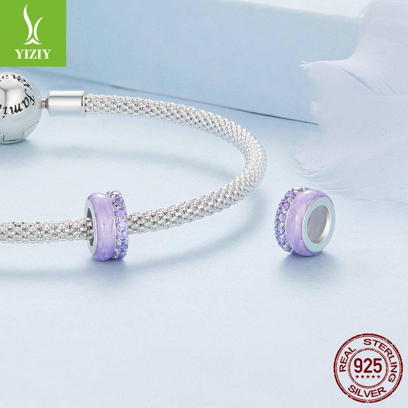 Модный силиконовый браслет-позиционер конфетного цвета с разделительными бусинами, популярные бусины из стерлингового серебра S925 для DIY