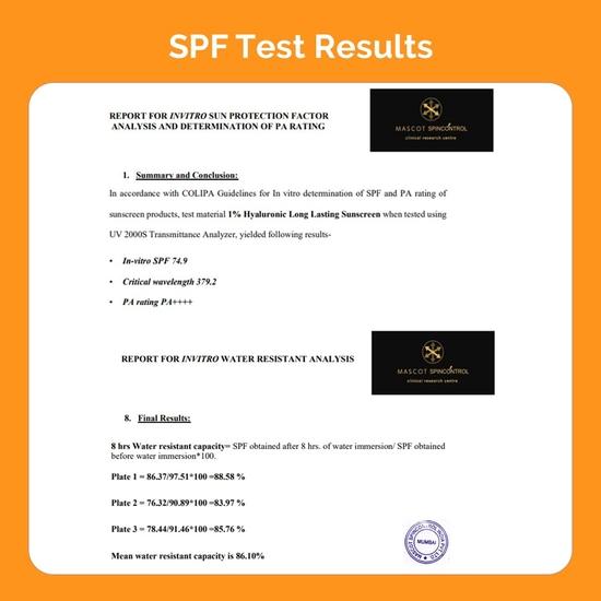 Derma Co 1% гиалуроновый солнцезащитный крем длительного действия Spf 50 Pa++++ с гиалуроновой кислотой и витамином E для широкого спектра защиты - 50 г, для всех типов кожи