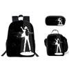 Student Backpack Lunch Bag Pencil Case 3-Piece Set, Waterproof Durable Large Capacity, MJ Pattern, Kids School Bag Set