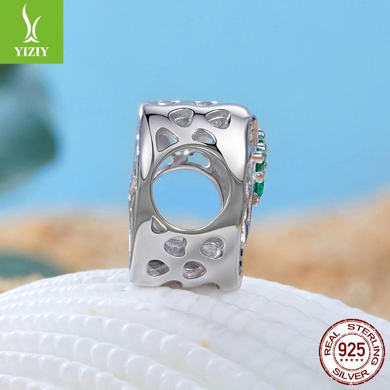 Двусторонний Летний Пляжный Браслет из Бусин S925 Серебро DIY Бусины Океанский Ветер Пальма Ювелирные Аксессуары