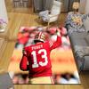 Brock Purdy Flannel Printed Carpet, Home Sofa Decoration for Living Room & Bedroom, Non‑Slip Play Flannel Floor Mat for Game Room