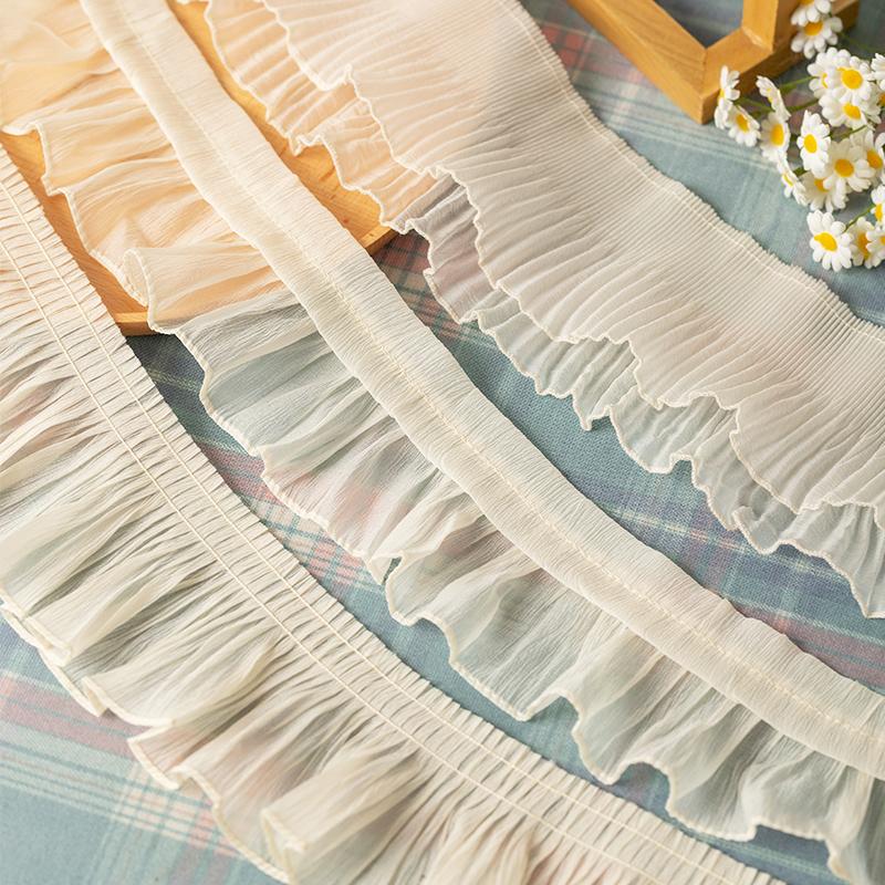 2М Шифоновая Плиссированная Кружевная Ткань Бахрома 9/10/12СМ Лента Отделка Для Шитья Рукоделия Аксессуары Юбки Одежда DIY Поделки