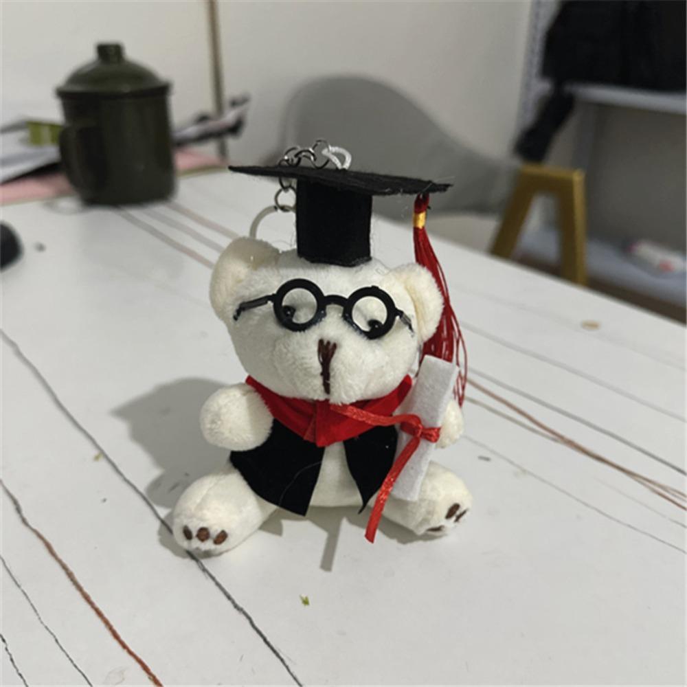 12cm Glasses Bear Doctor Bear Plush Toy Cartoon Bag Hanging Pendants Graduation Gift Graduation