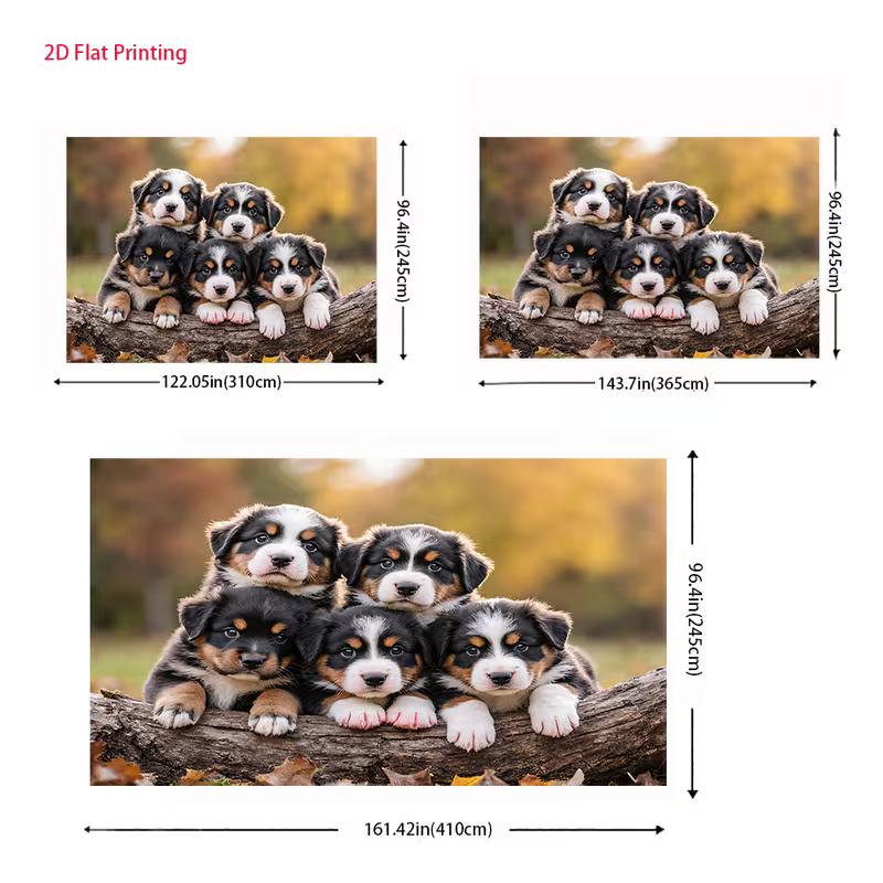 2D Autumn Forest Cute Puppy Photography Background Cloth for Studio