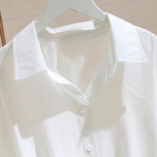 Women Summer Shirt Tops Lapel Collar Half Sleeve Blouse Solid Color Loose Fit Buttons Decor Pullover Tops Work Party Vacation Tops