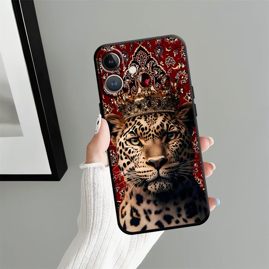 Черный Мягкий Чехол для Телефона для iPhone XS Max 15 16 14 Plus 13 12 11 17 Pro XR 7 8 Air Cool Тигр Змея