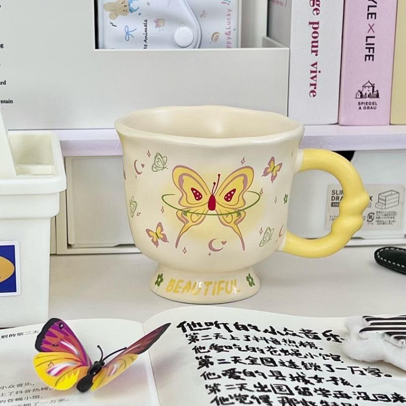Birthday Gift for Girlfriends, Girl's Heart Butterfly Mug, High-value Ceramic Water Cup, Girl's Souvenir Gift Box.