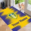 Custom Name Leeds United FC Crystal Velvet Floor Rug Personalized Text Soft Carpet Home Decor