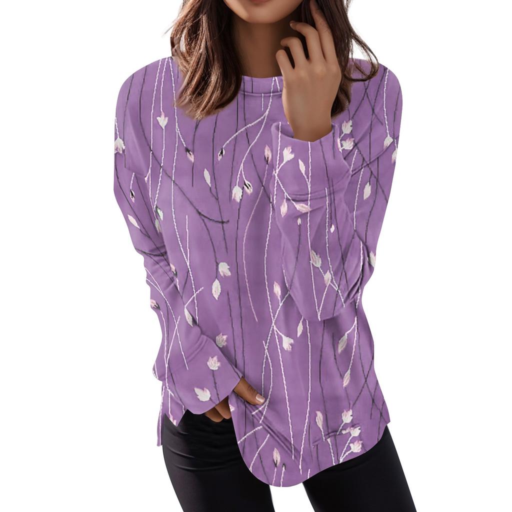 Женский повседневный модный пуловер с длинным рукавом и круглым вырезом с принтом