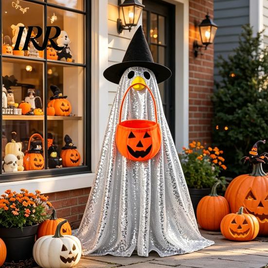 Statue Goose Costume Halloween Ghost Costume, with Shiny Sequin Decor, 23 Inch Apparel Atmosphere Prop, for Holiday Yard Decorations Soft