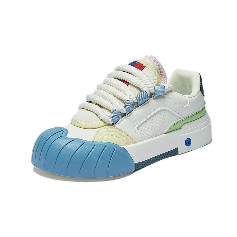 Fashion Women Sneakers Lace Up Casual Sports Shoes Mixed Colors Design Thick Bottom Vulcanized Shoes Outdoor Running Cute Shoes Female