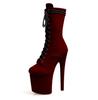 20СМ Стилет Замшевые Сексуальные Ботильоны с Круглым Носком для Танца на Пилоне - Платформа Модель Ночного Клуба Высокие Каблуки для Больших Размеров
