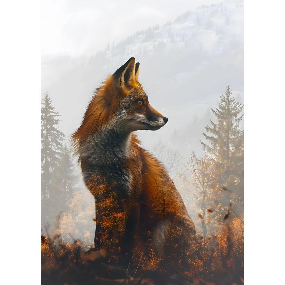 Animal and Forest Poster Eagle Wolf Tiger Lion Cat Panda Fox Tree Canvas  for Living Room Home Decor Wall Art Mural