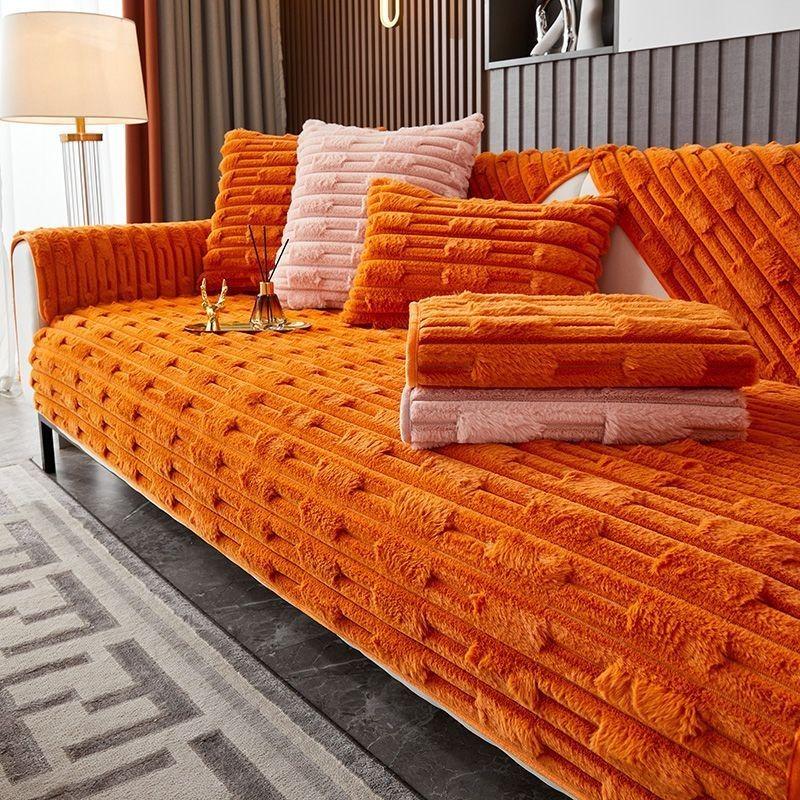 Черная плюшевая диванная подушка, толстый теплый чехол для дивана, наволочка для гостиной, зимняя универсальная подушка для сиденья, нескользящий чехол, тканевый чехол для подушки