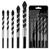 5Pcs/Set Tungsten Carbide Tip Drill Bit Set for Tile, Concrete, Brick, Glass, Plastic, and Wood - Ideal for Wall Mirror and Ceramic Tile Installation