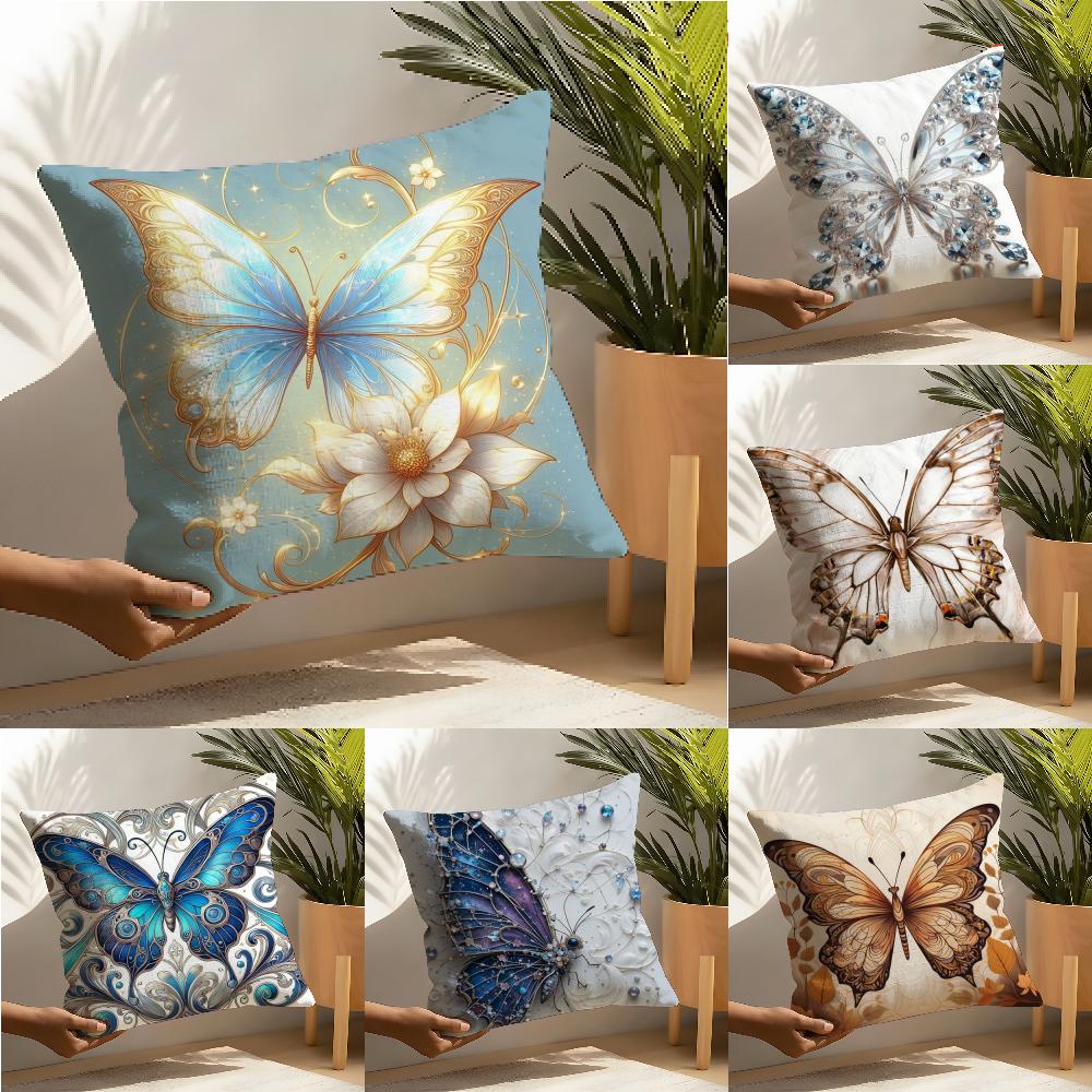 Colorful and beautiful butterfly Pillow Case linen pillow case sofa home decor cushion cover cushion cove