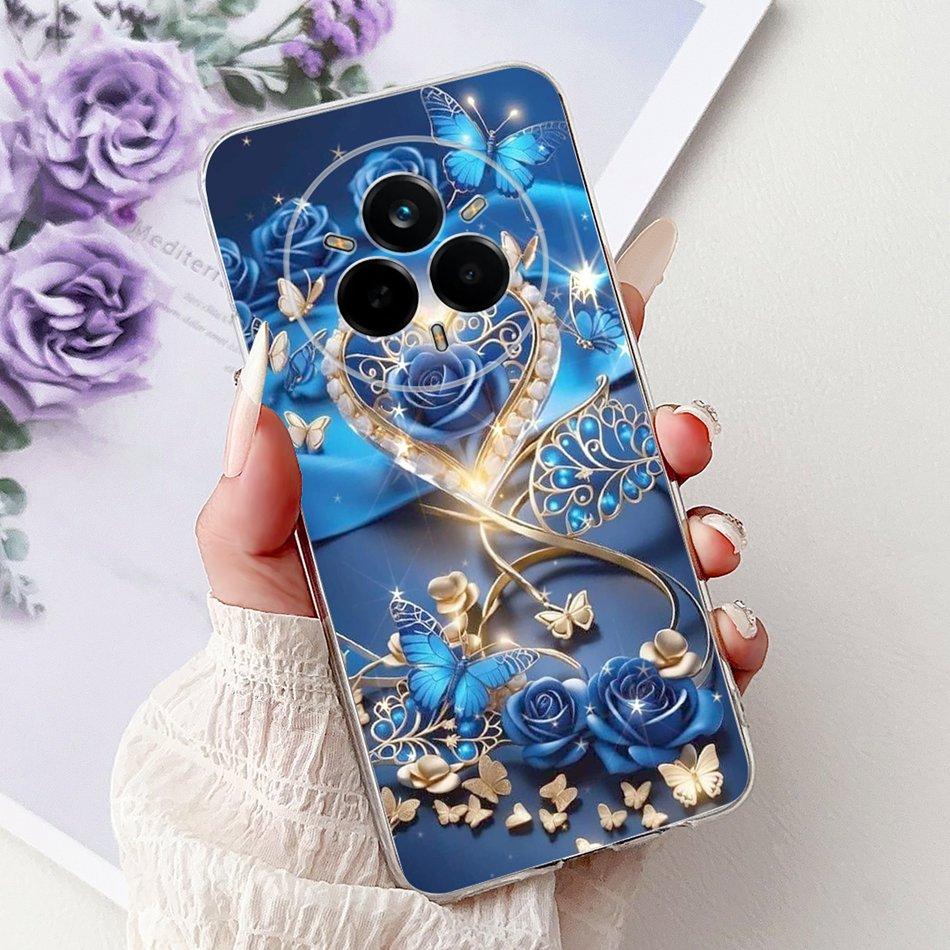 Для Realme 14 Pro 14Pro+ Элегантный чехол для телефона с цветочным принтом и кошкой Для Realme 14 Pro Plus 14Pro 5G Мягкие силиконовые ТПУ чехлы