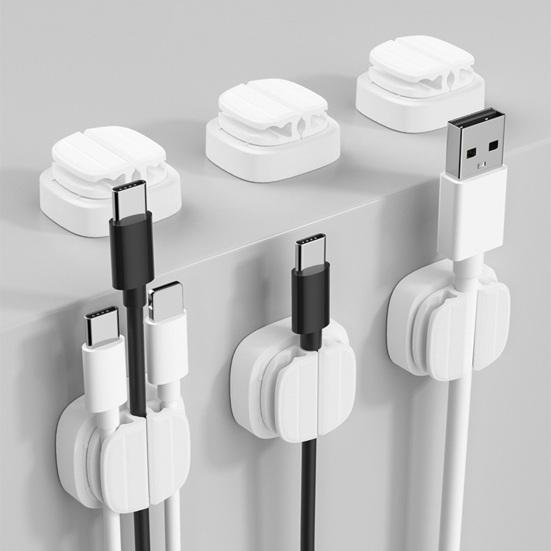 3 Pcs 3-in-1 Cord Organizer Spring Clip Holder Small Desk Cable Organizer Clips Adhesive Adjustable Wire Holder for Charger Wire