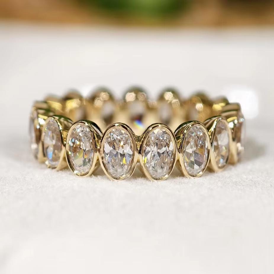 Minimalist 18K Gold Plated Zircon Water Drop Shaped Sparkling Ring Stackable Heart Shaped Full Zircon Jewelry