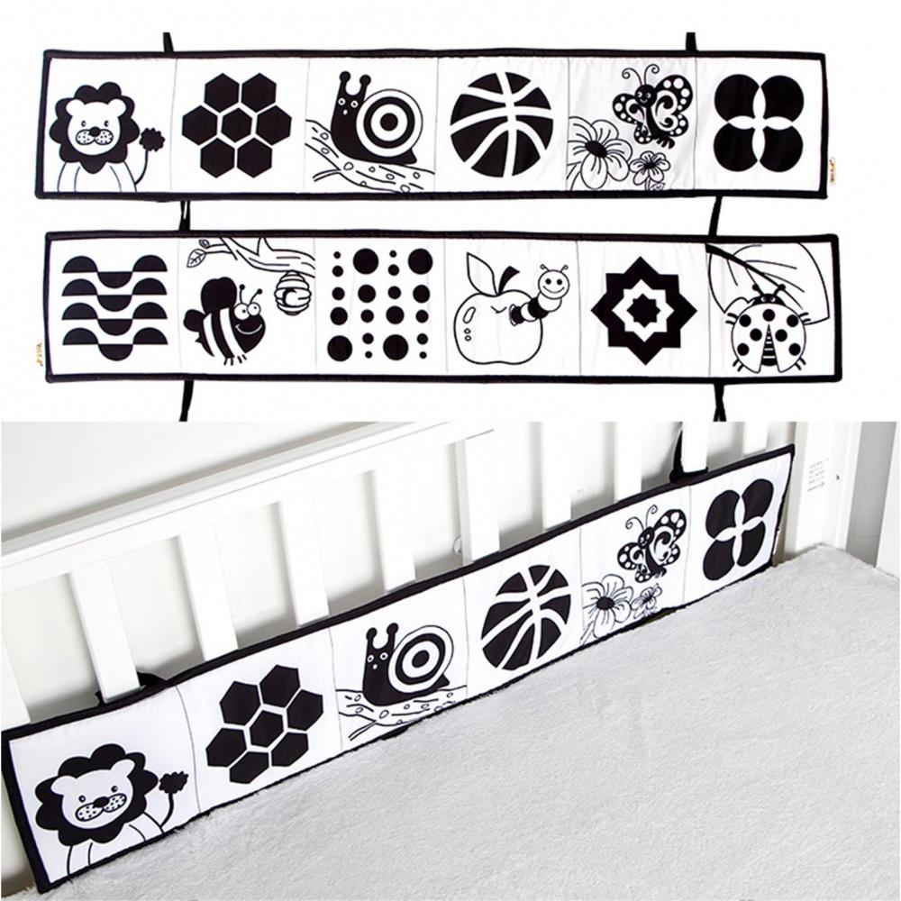 Black White Series Cloth Book Cribs Pram Use Clip On Animal Cloth Book Toys Montessori Baby Visual Stimulation Card Toys