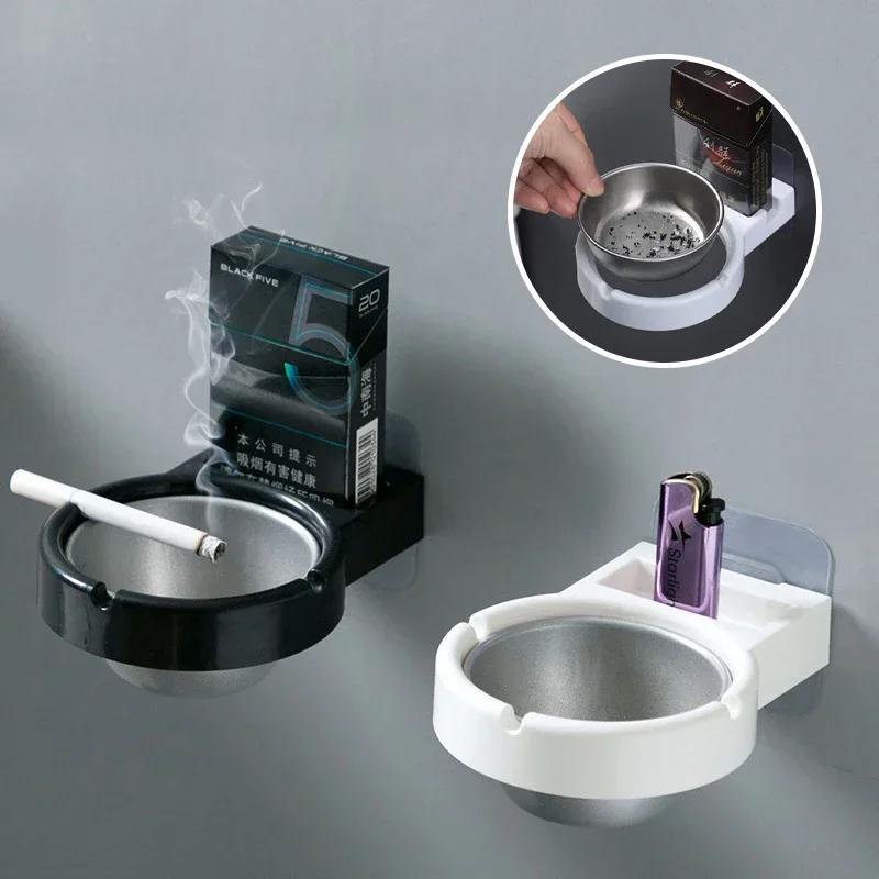 1PC Stylish Wall-mounted Stainless Steel Ashtray for Home or Office Use